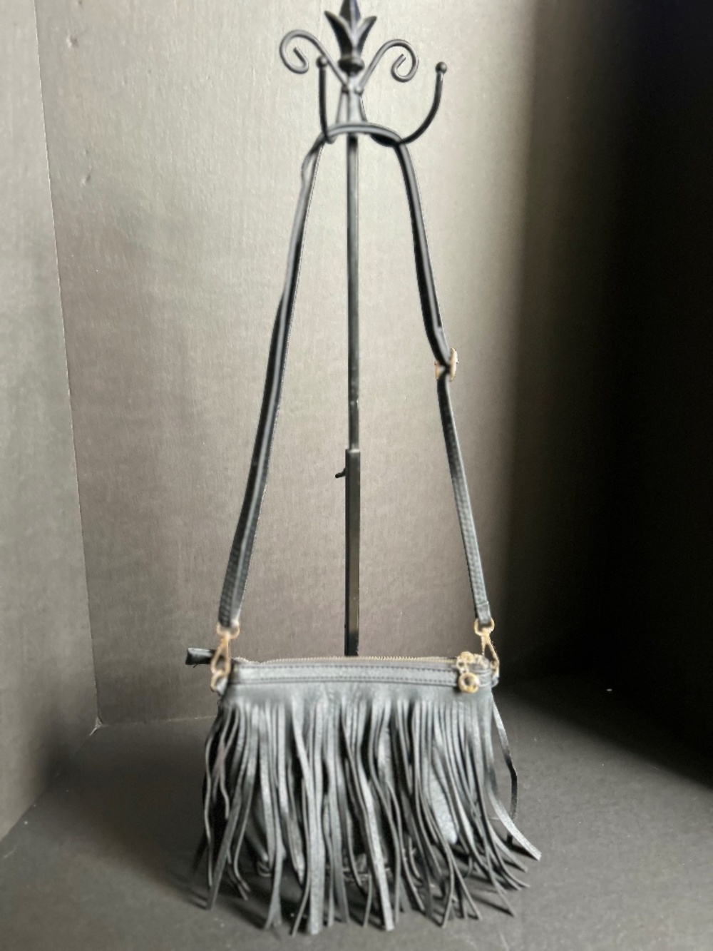 Black Fringe Crossbody Bag